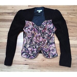 Scott Mcclintock Women's Velvet Floral Brocade Jacket 8 Edwardian Victorian Puff